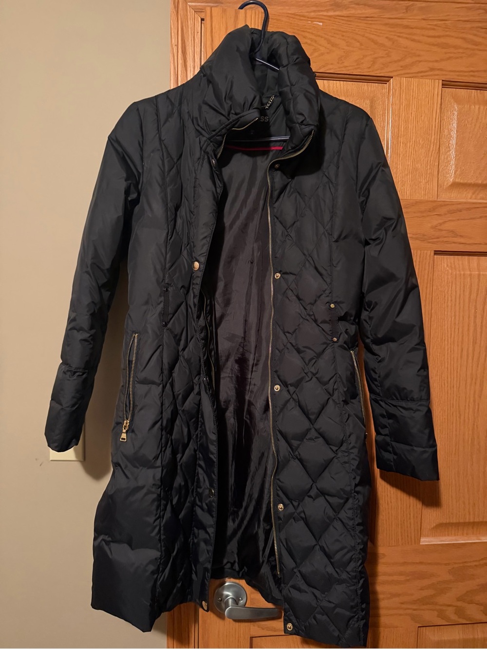 Express Black Quilted Long Puffer Coat